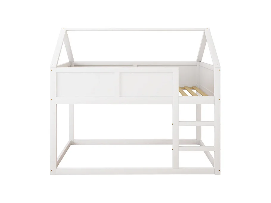 Lit jeune lit 90x200 cm lit simple lit avec escaliers lit surélevé lit cadre en bois massif blanc