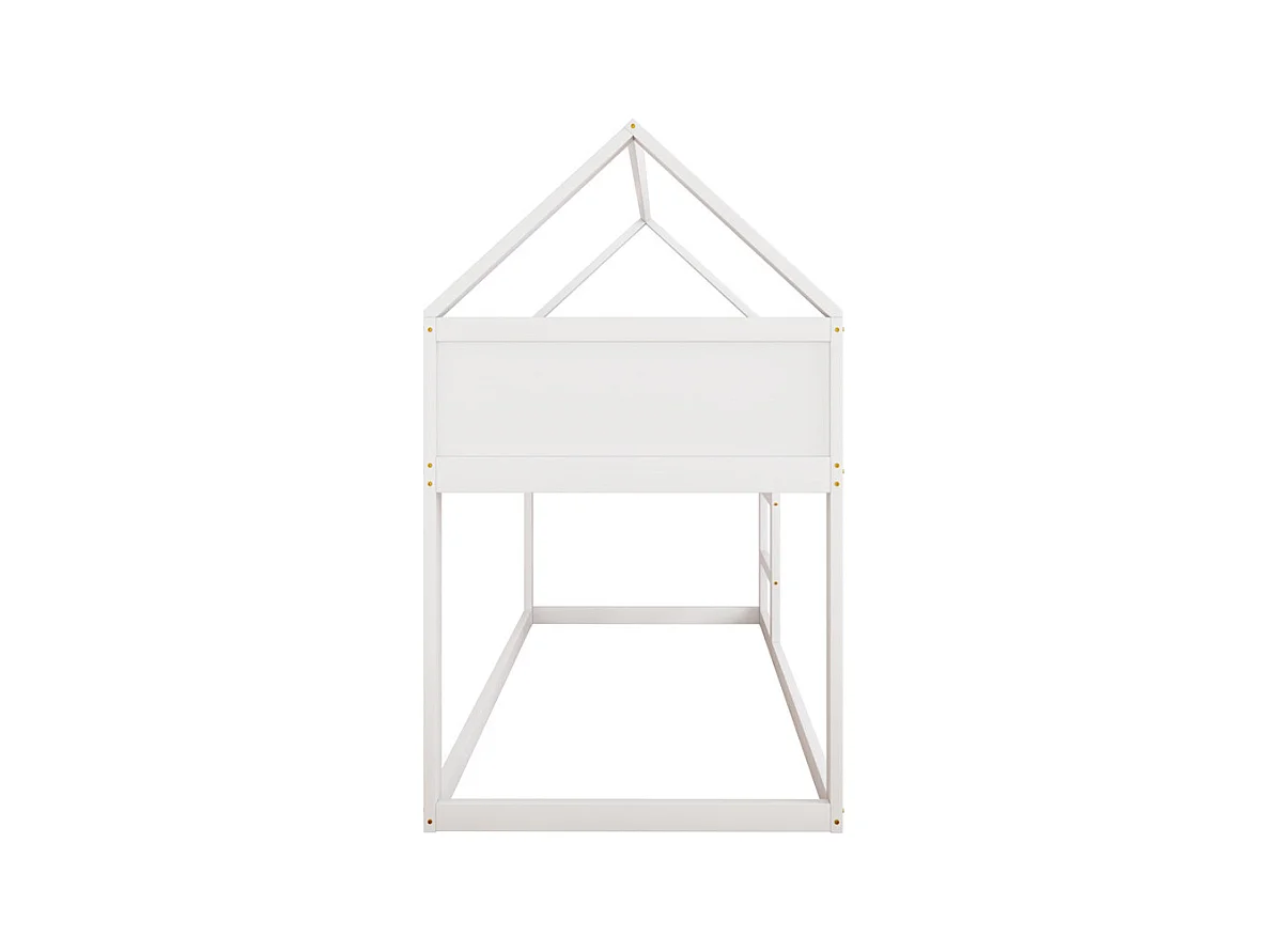 Lit jeune lit 90x200 cm lit simple lit avec escaliers lit surélevé lit cadre en bois massif blanc