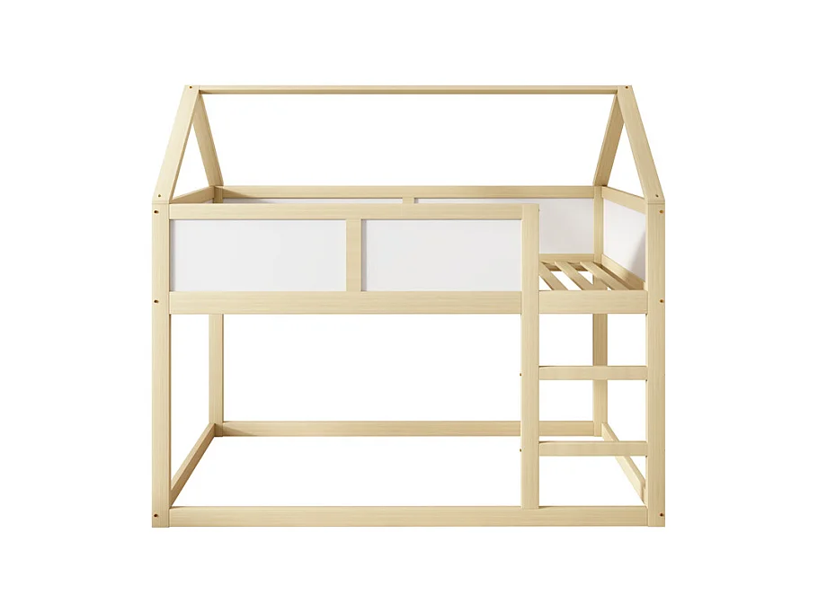 Lit jeune lit 90x200 cm lit simple lit avec escaliers lit surélevé lit cadre en bois massif naturel