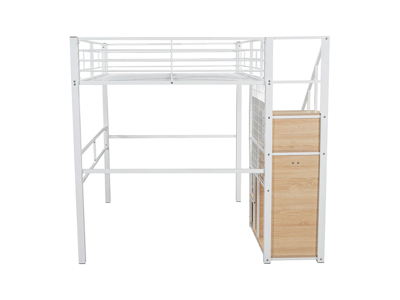 Lit jeune lit 140x200 cm lit superposé avec cadre en fer et étagère lit simple métal blanc