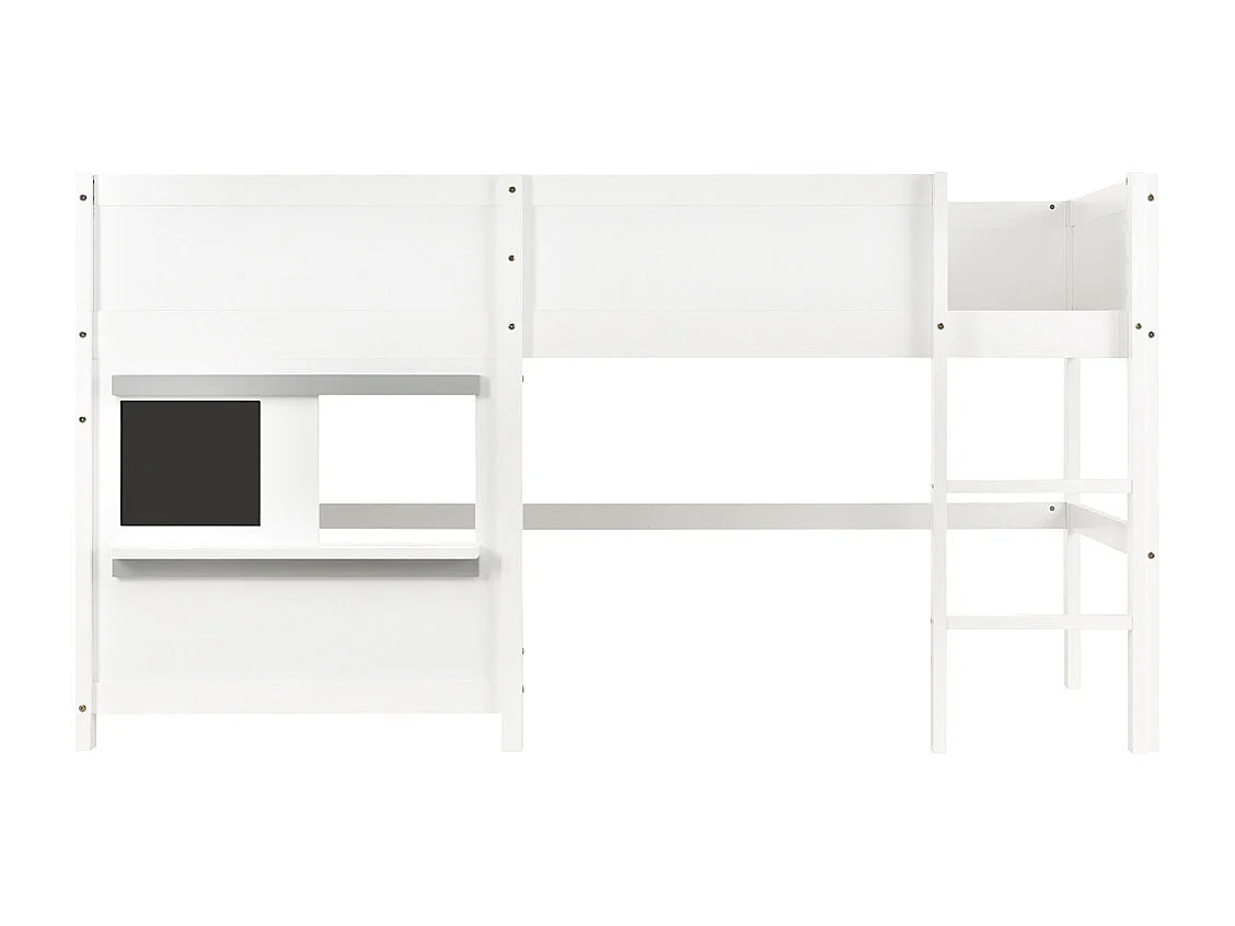 Lit superposé pour enfant 90x200cm, lit cabane ludique avec deux planches, idéal pour les graffitis et les petits rangements, en bois massif, blanc