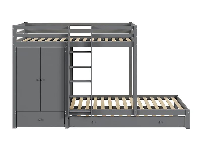 Lit jeune lit 90x200 cm lit superposé lit double pin gris