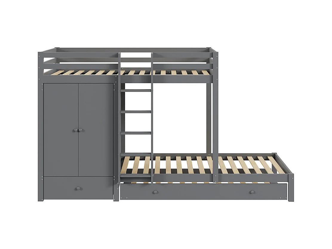 Lit jeune lit 90x200 cm lit superposé lit double pin gris