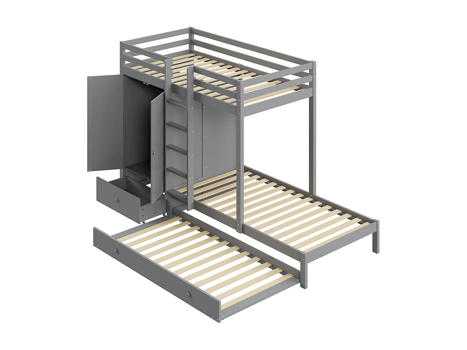 Lit jeune lit 90x200 cm lit superposé lit double pin gris