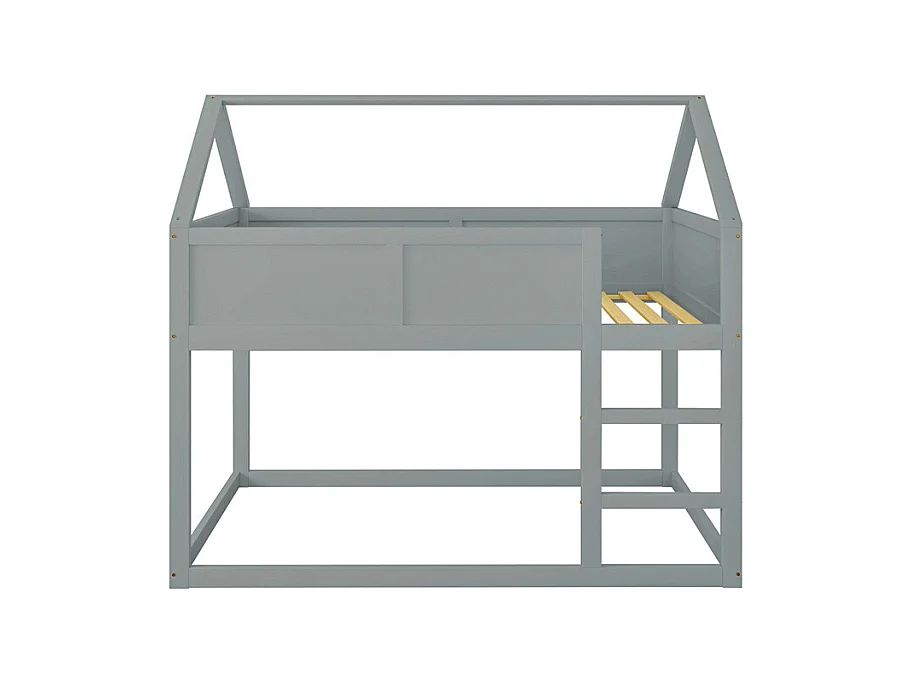 Lit jeune lit 90x200 cm lit simple lit avec escaliers lit surélevé lit cadre en bois massif gris