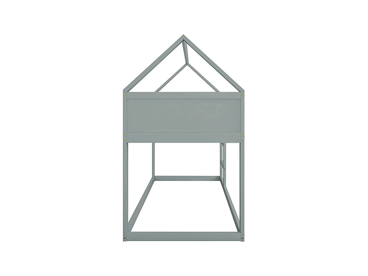 Lit jeune lit 90x200 cm lit simple lit avec escaliers lit surélevé lit cadre en bois massif gris