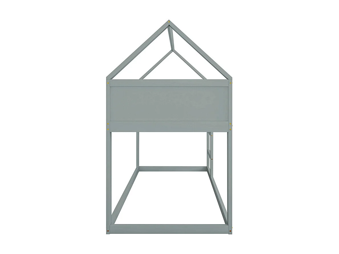 Lit jeune lit 90x200 cm lit simple lit avec escaliers lit surélevé lit cadre en bois massif gris