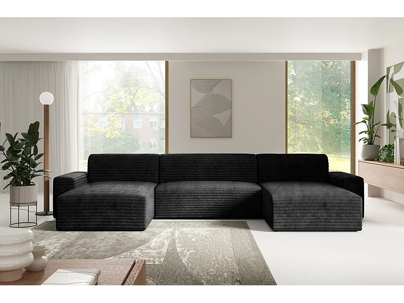 Canapé d’angle COCO U avec fonction de couchage Couleur : TILIA 100