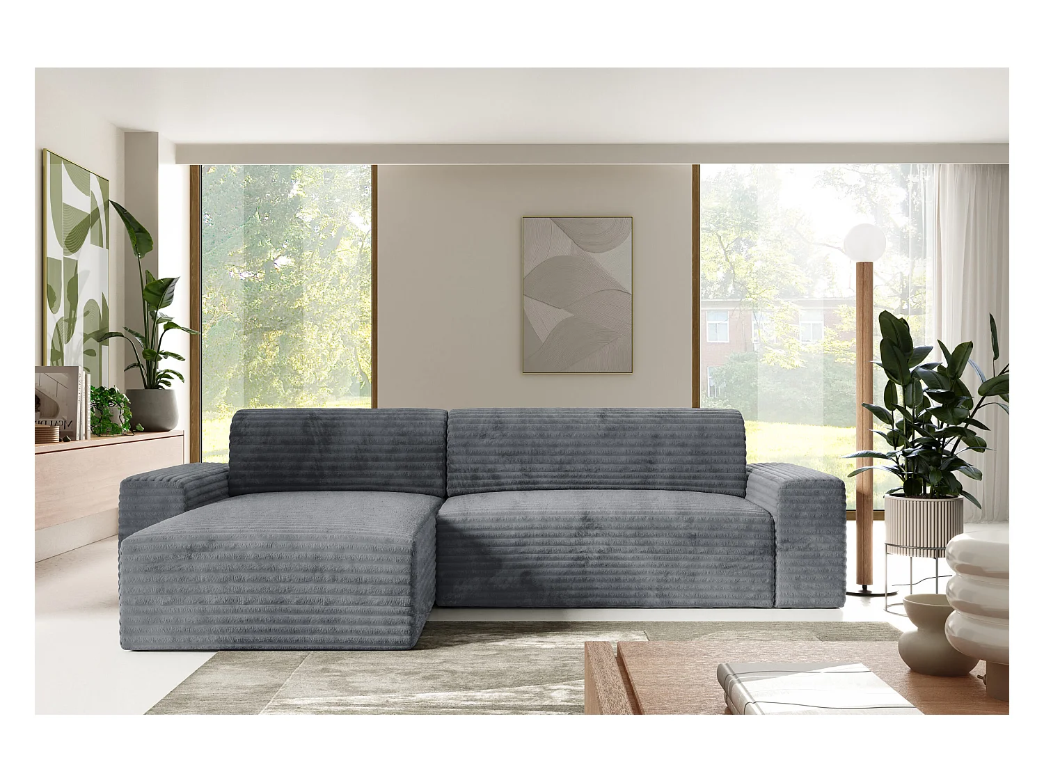 Hoekbank COCO L met slaapfunctie Kleur: TILIA 90