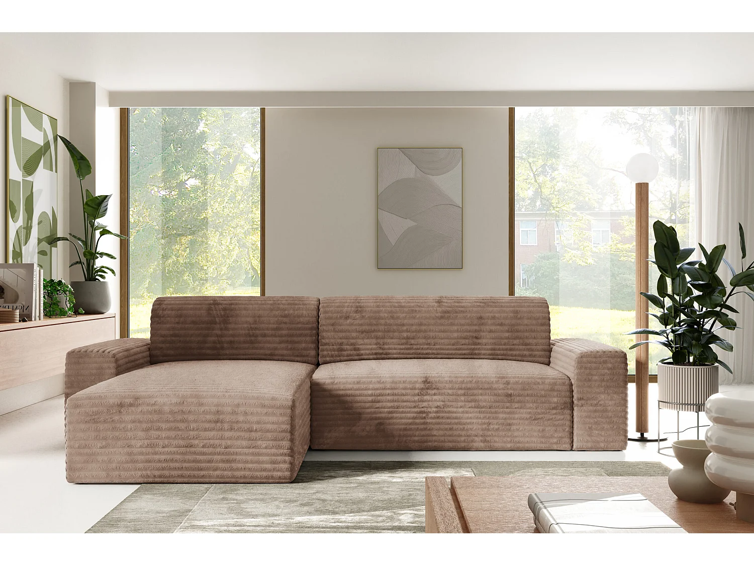 Ecksofa COCO L mit Schlaffunktion Farbe: TILIA 17