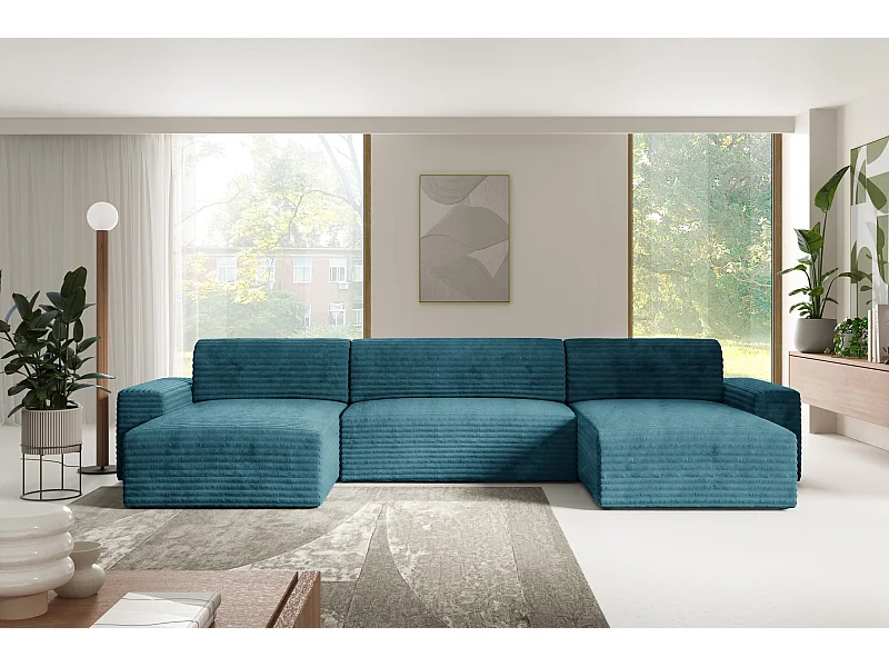 Canapé d’angle COCO U avec fonction de couchage Couleur : TILIA 75