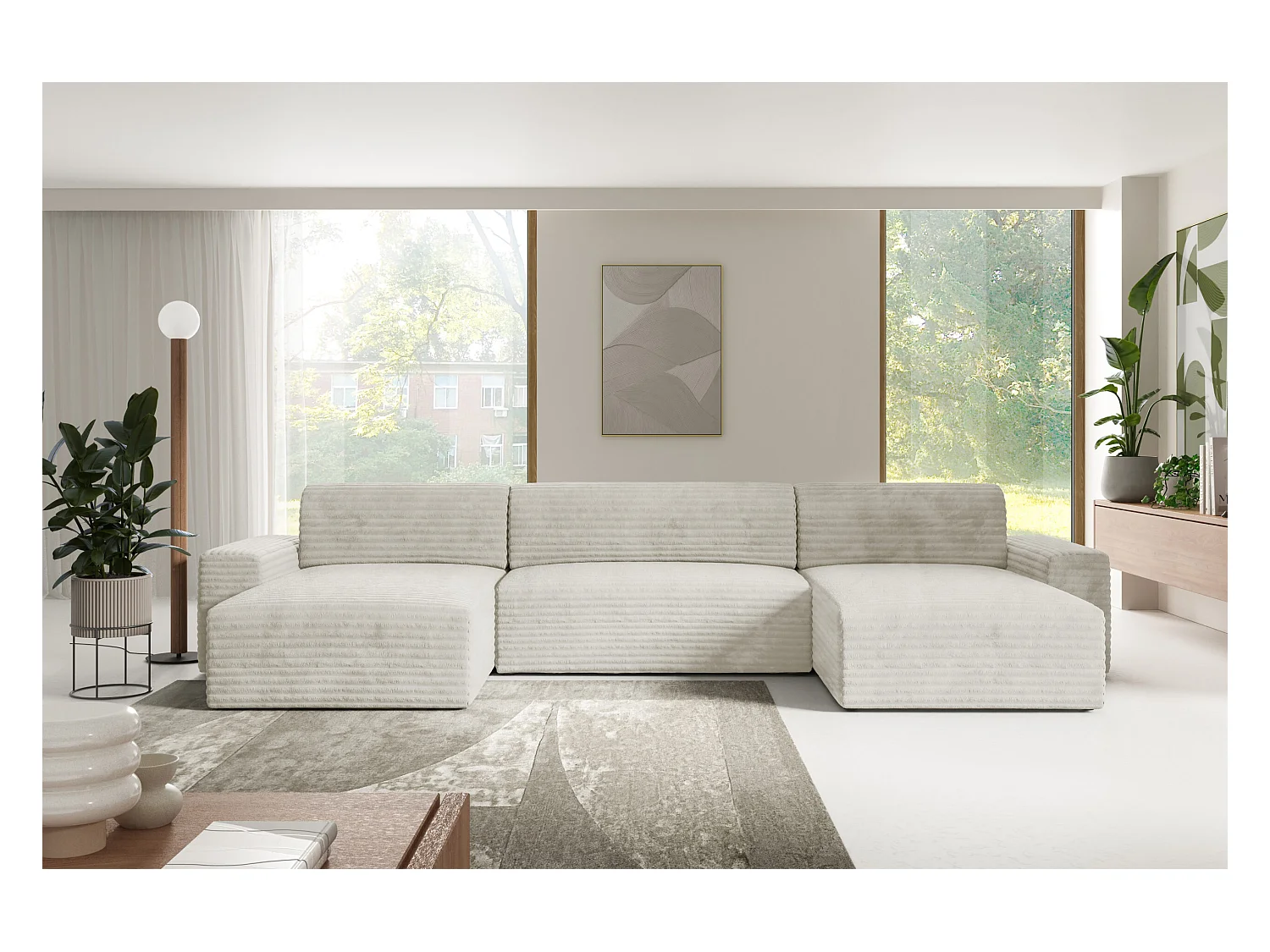 Canapé d’angle COCO U avec fonction de couchage Couleur : TILIA 1