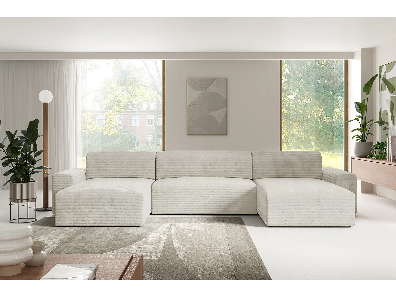 Canapé d’angle COCO U avec fonction de couchage Couleur : TILIA 1