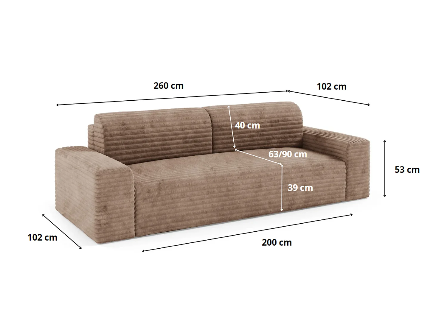 Canapé COCO avec fonction de couchage Couleur : TILIA 100