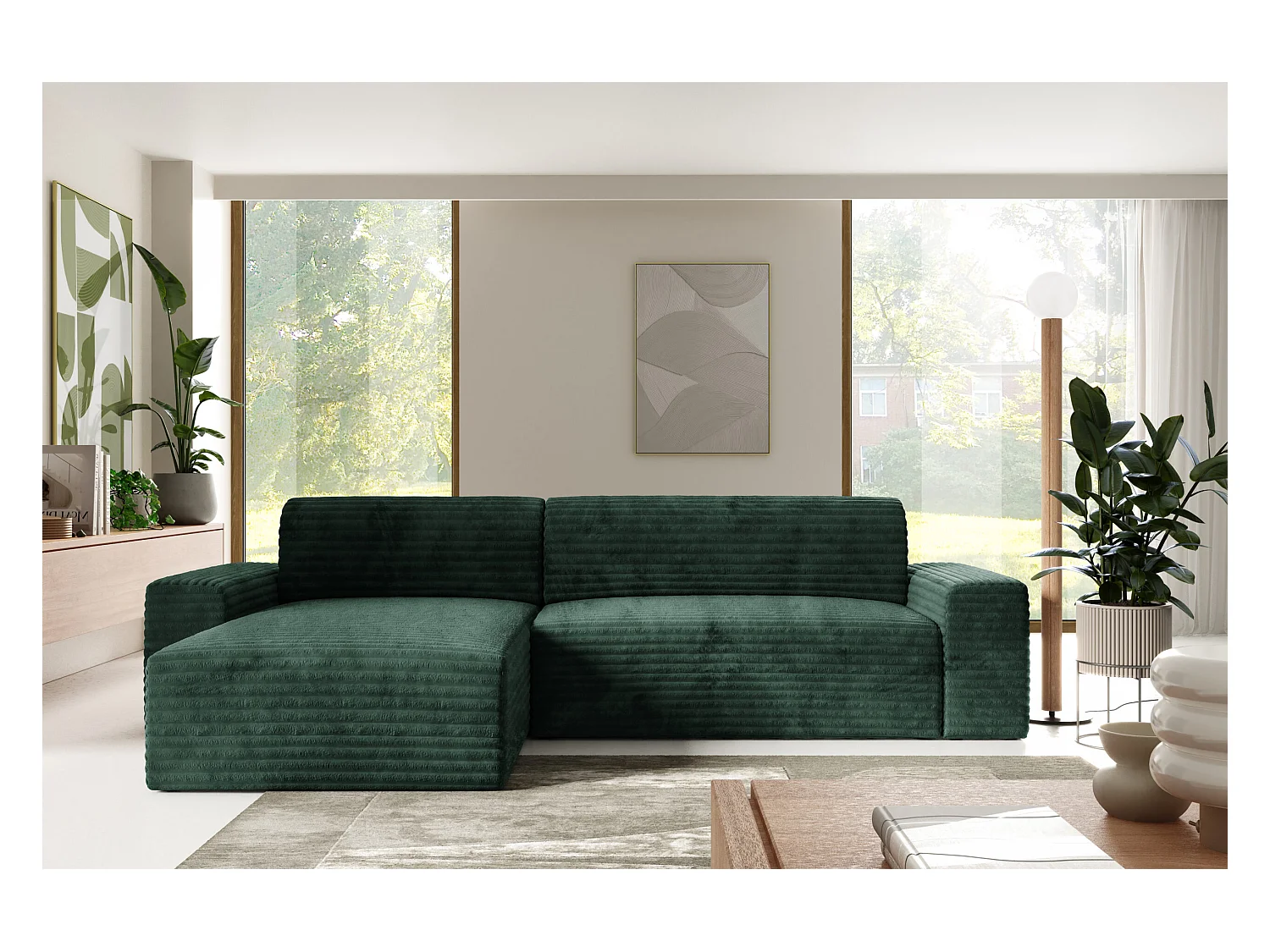Hoekbank COCO L met slaapfunctie Kleur: TILIA 39