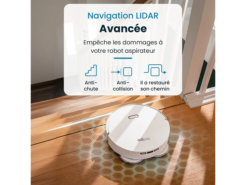 Robot aspirateur laveur connecté eziclean® All In One Z15 Pro Ultimate