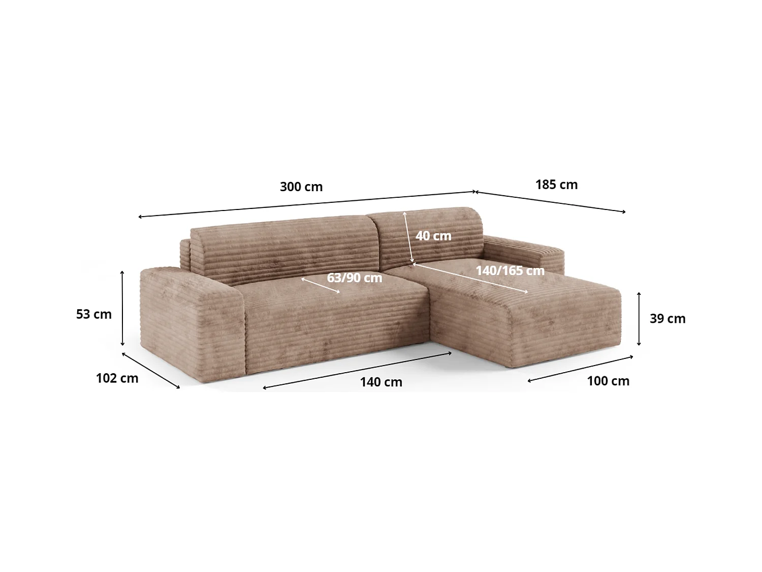 Ecksofa COCO L mit Schlaffunktion Farbe: TILIA 1