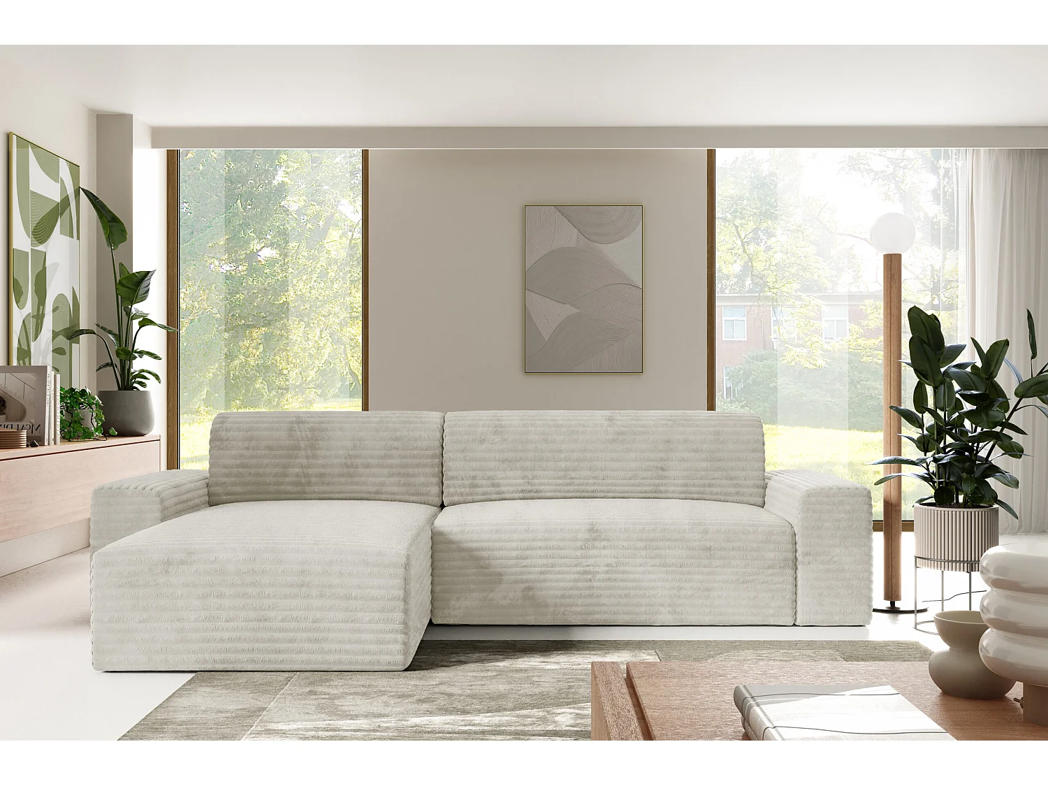 Canapé d’angle COCO L avec fonction de couchage Couleur : TILIA 1