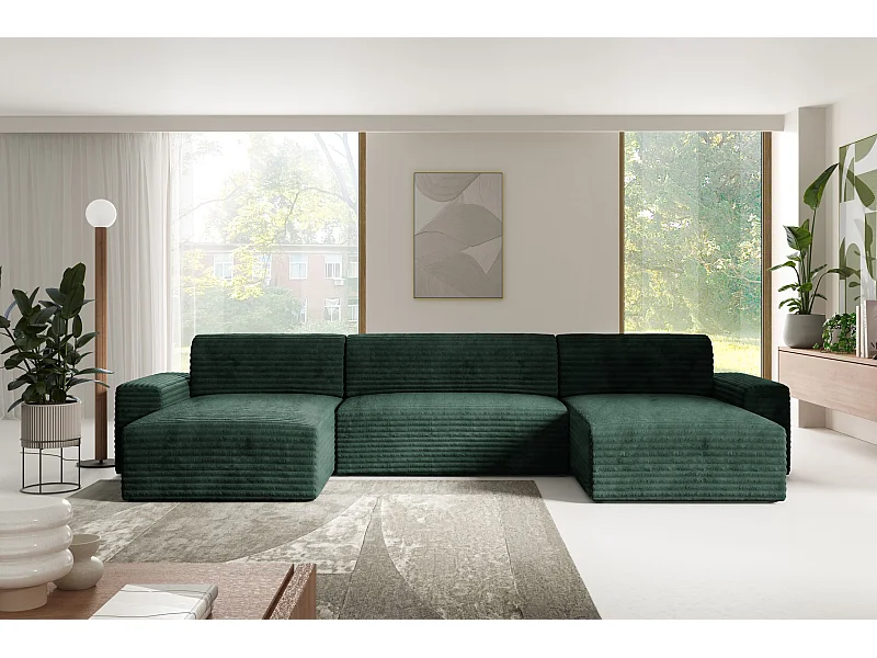 Canapé d’angle COCO U avec fonction de couchage Couleur : TILIA 39