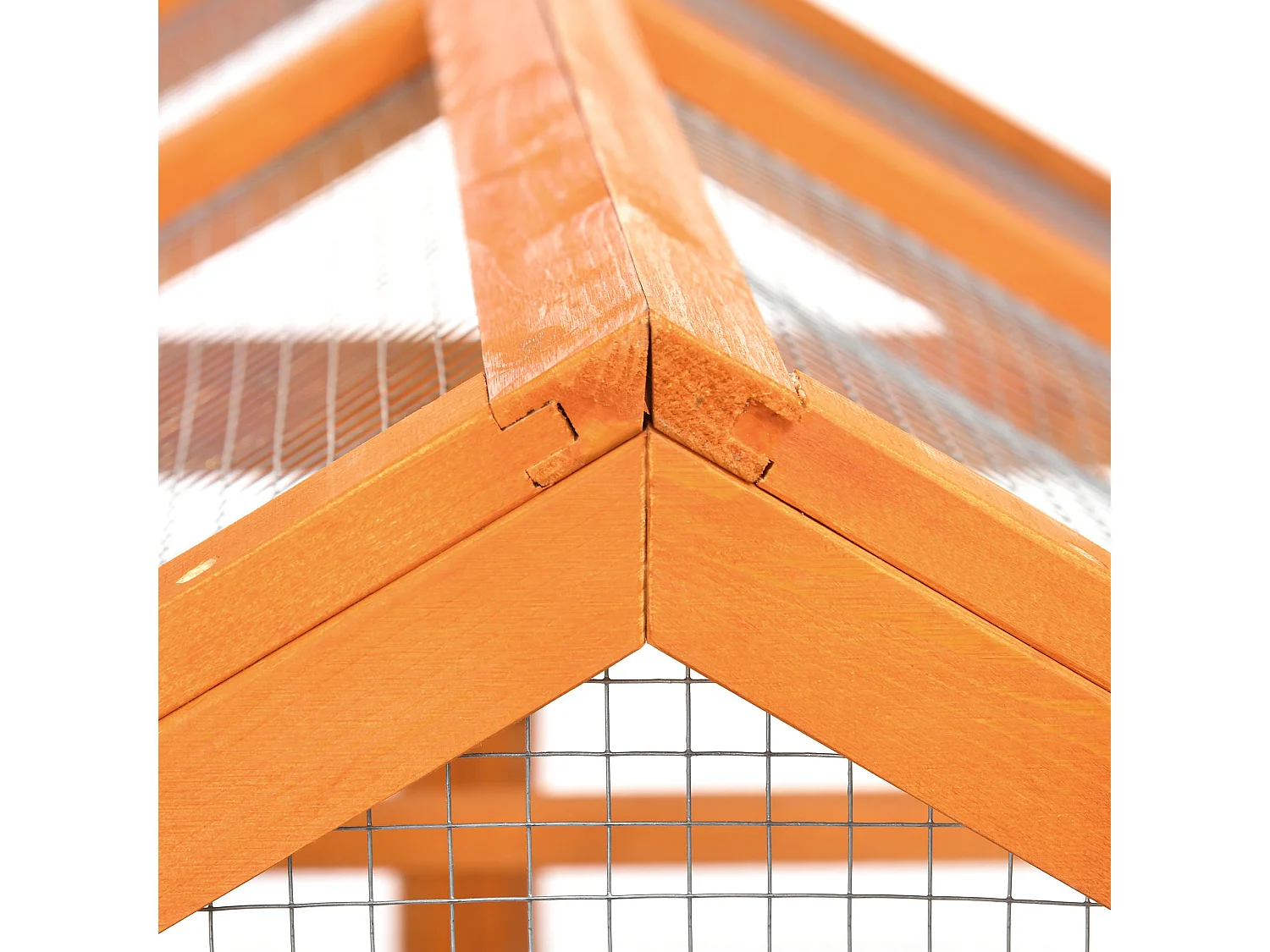 Gabbia per galline in legno con 2 porte e rete in metallo 140x88.5x106cm