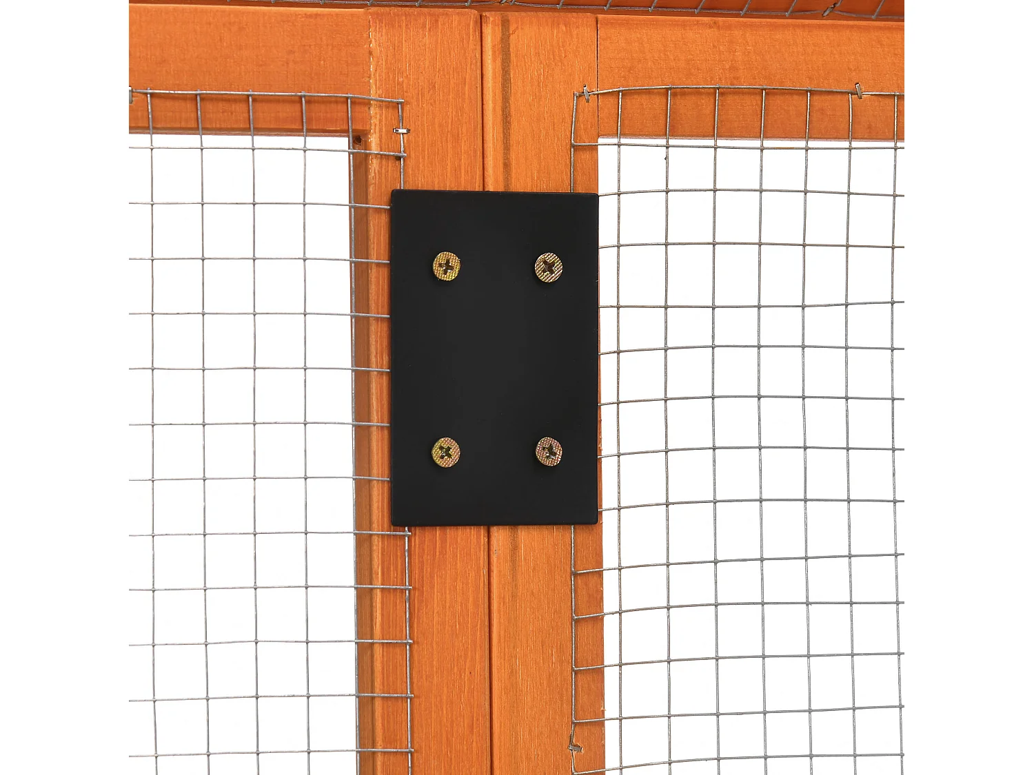 Gabbia per galline in legno con 2 porte e rete in metallo 140x88.5x106cm