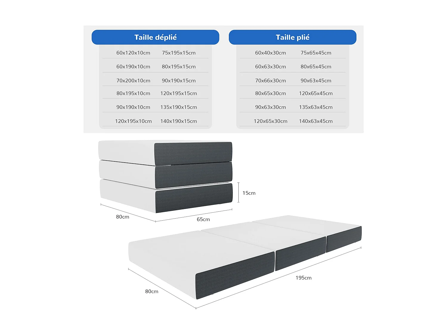 Matelas Pliable 120x195x10cm – Matelas Invité en Mousse Mémoire de Forme Gel, Housse Oeko-TEX, avec Sac de Transport – Parfait Lit d’Appoint 2 Places