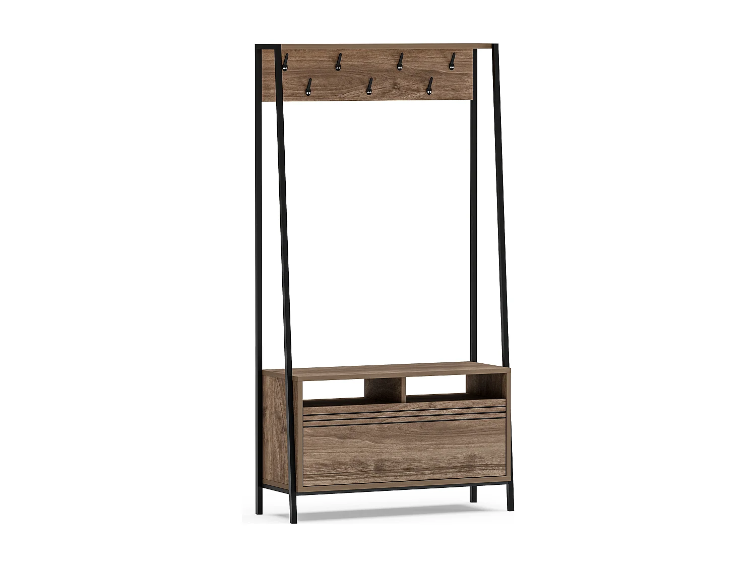 Decorotika Devin Hall Tree with Metal Frame and Storage - W 94 cm x H 180 cm x D 35 cm