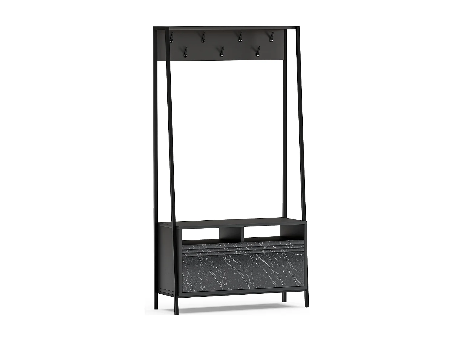Decorotika Devin Hall Tree with Metal Frame and Storage - W 94 cm x H 180 cm x D 35 cm