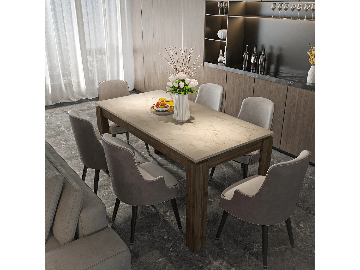 Table à manger, table de repas Manhattan 160 cm