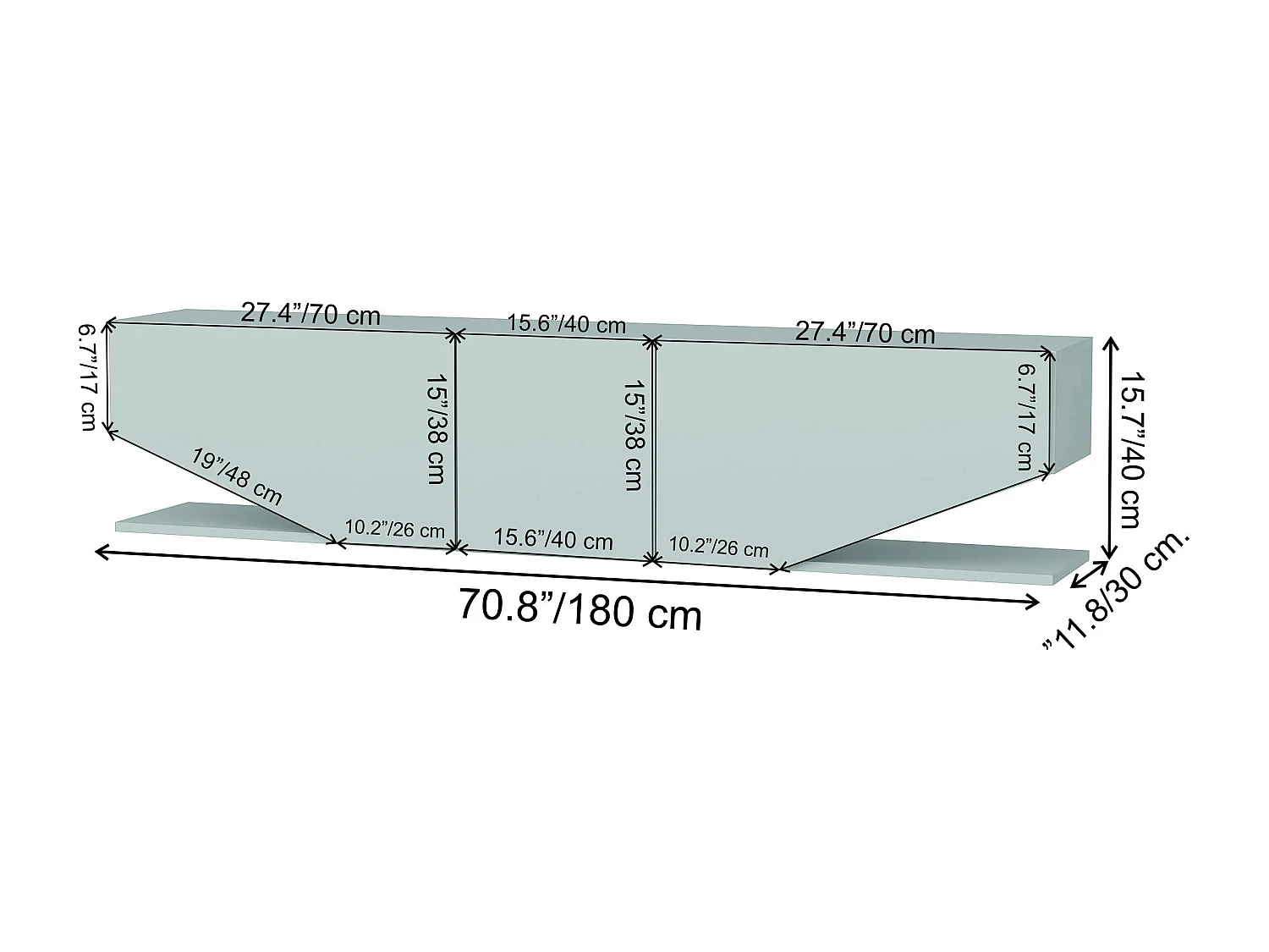 Meuble TV Pearl De 180 Cm Avec Des Armoires En Style Ailes (noyer Et Travertine)