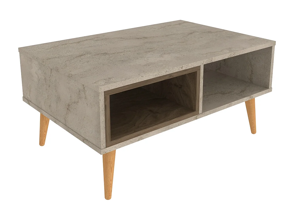 Table Basse Oberon 90 X 60 Cm – Design Rectangulaire Avec Surface Extensible (Traverter Walnut)