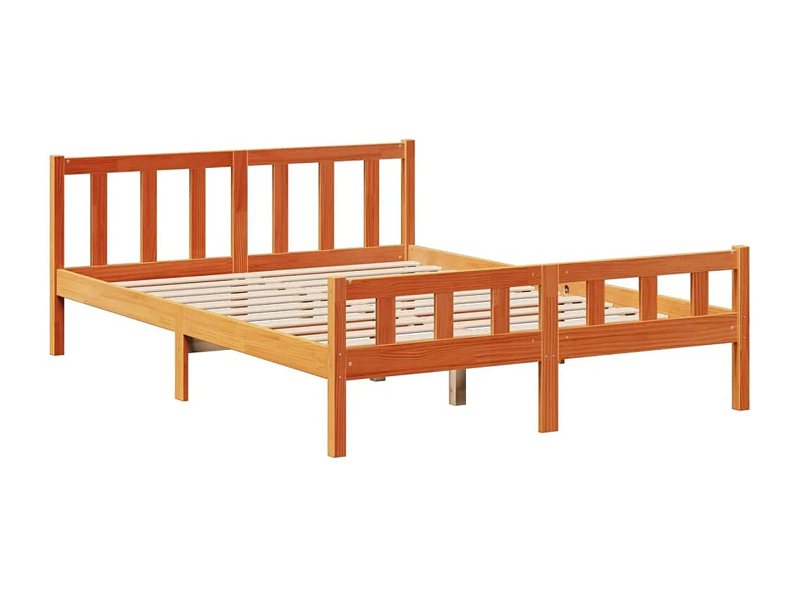 Lit bibliothèque sans matelas cire marron 150x200 cm pin massif