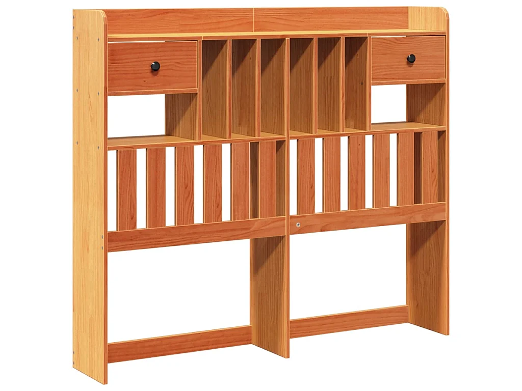 Lit bibliothèque sans matelas cire marron 150x200 cm pin massif