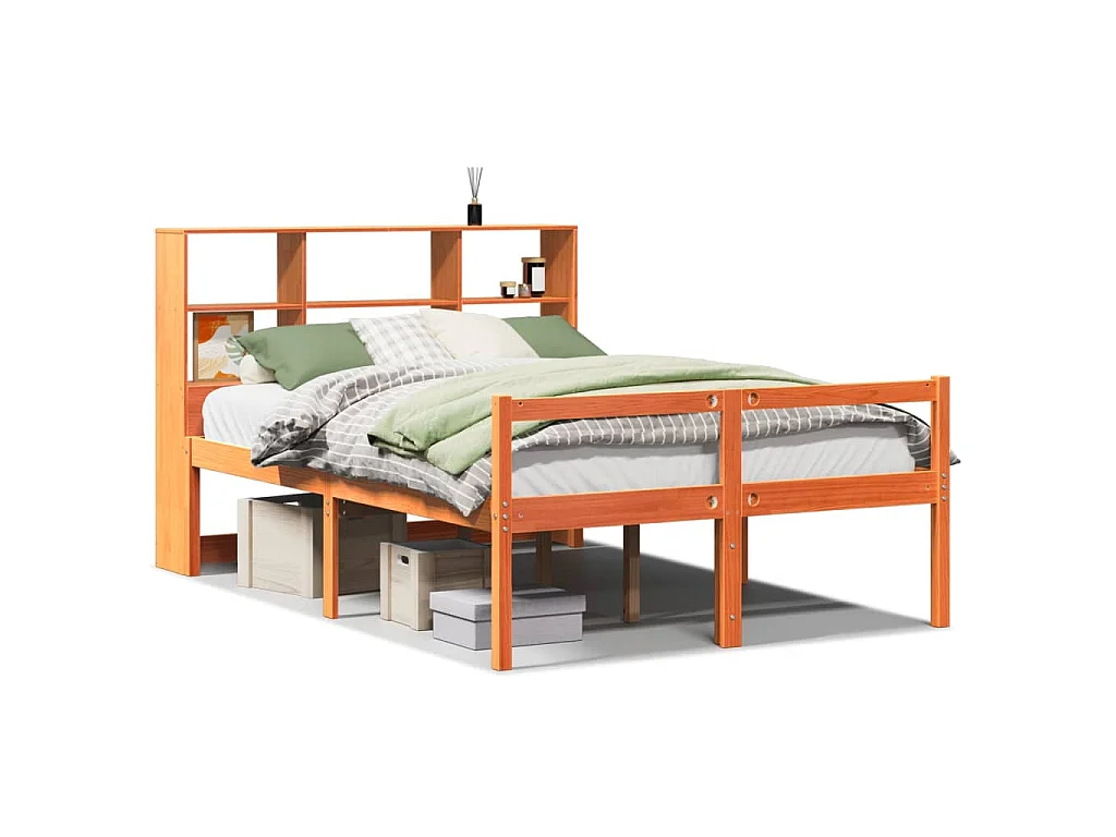 Letto Libreria senza Materasso Marrone Cera 150x200 cm Legno