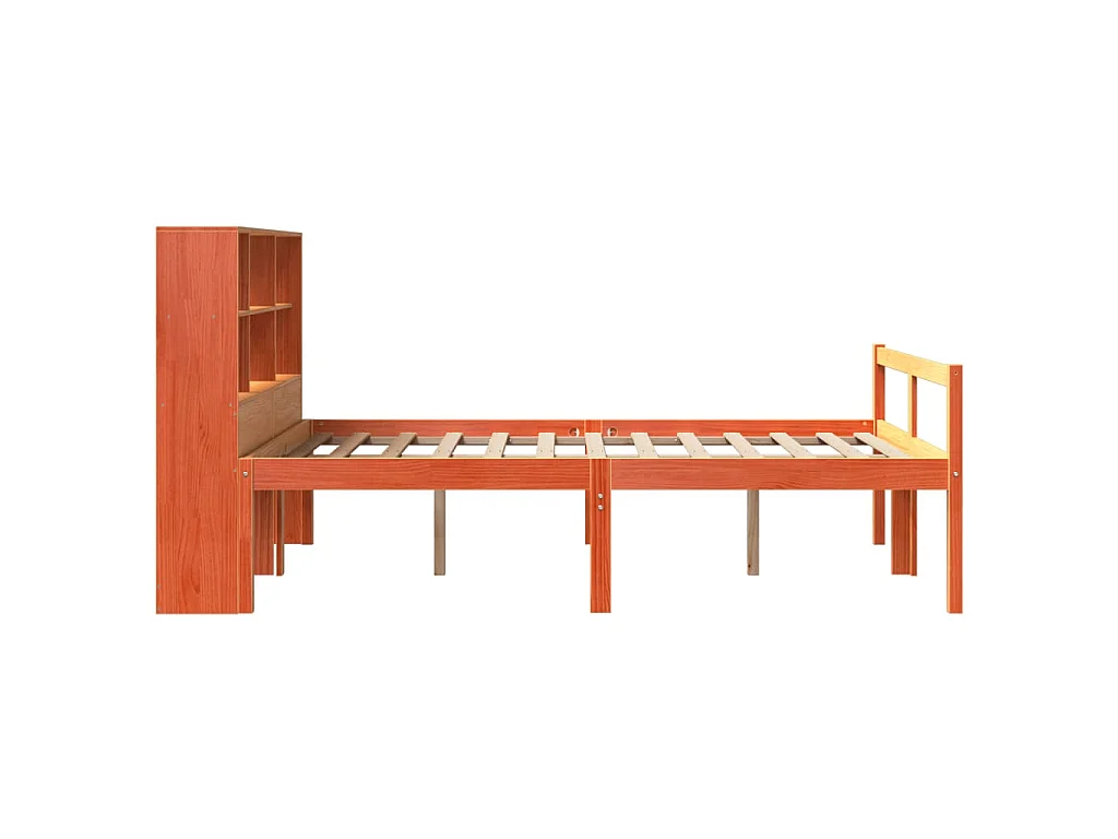 Letto Libreria senza Materasso Marrone Cera 150x200 cm Legno