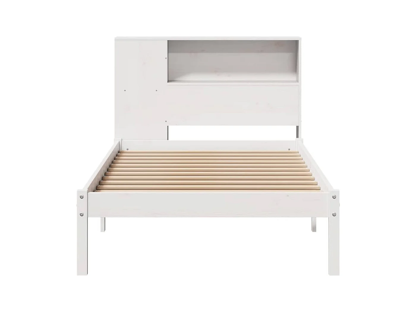 Bed met boekenkast zonder matras grenenhout wit 90x190 cm