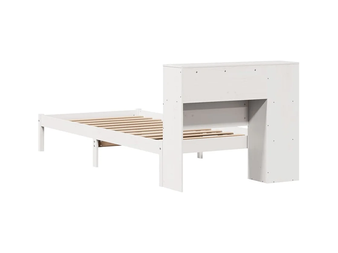 Bed met boekenkast zonder matras grenenhout wit 90x190 cm