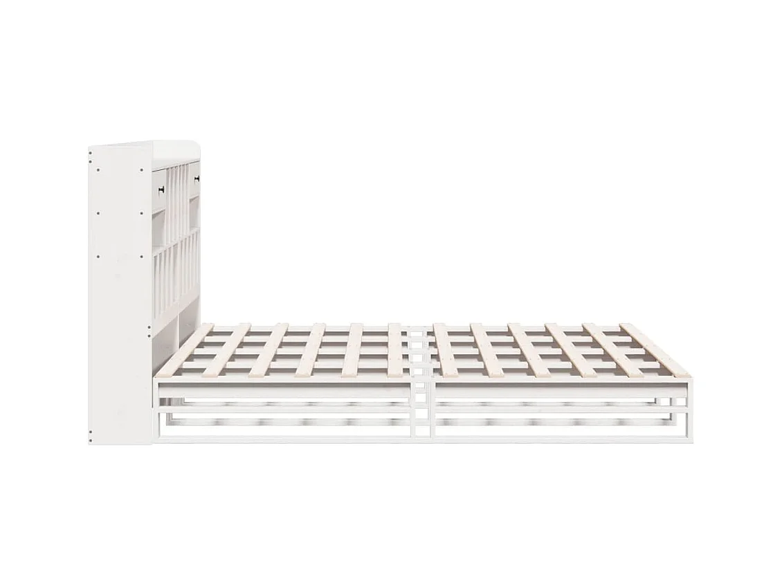 Massivholzbett mit Regal ohne Matratze Weiß 180x200 cm Kiefer