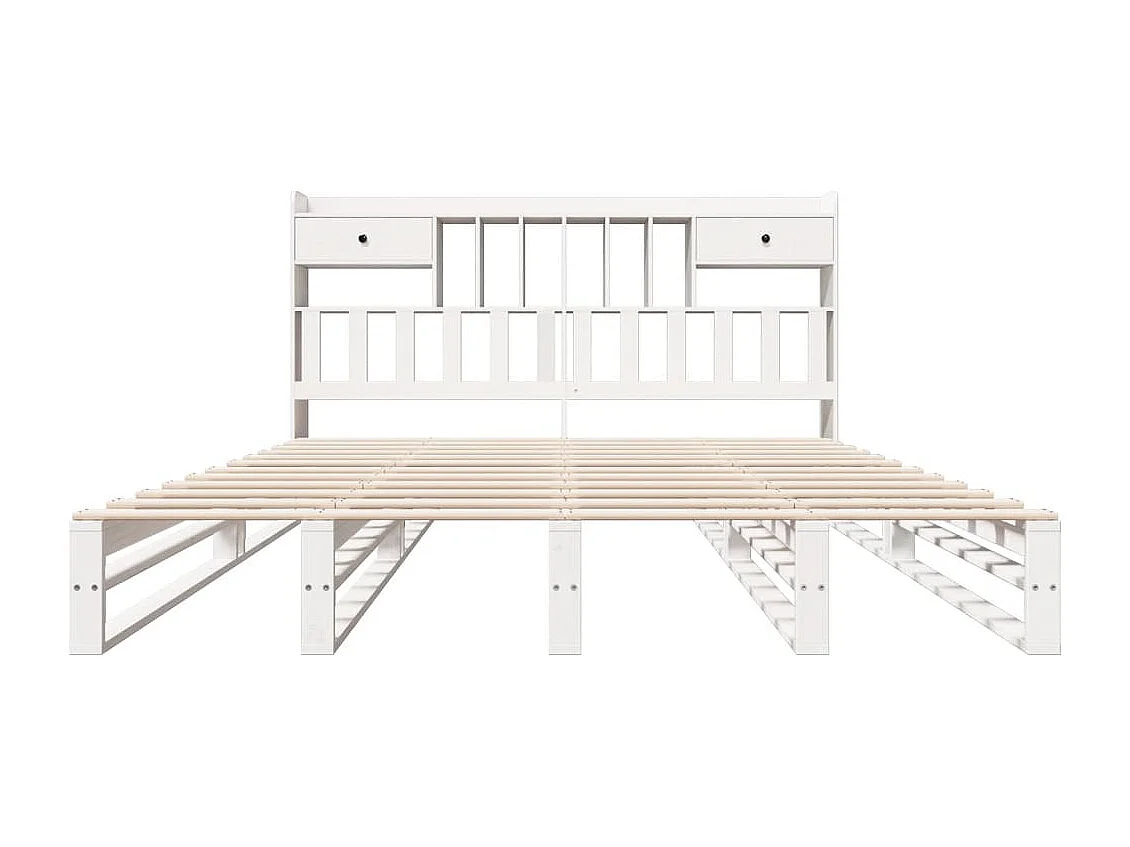Lit bibliothèque sans matelas blanc 180x200 cm bois pin massif