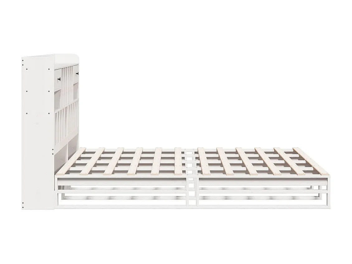 Lit bibliothèque sans matelas blanc 180x200 cm bois pin massif