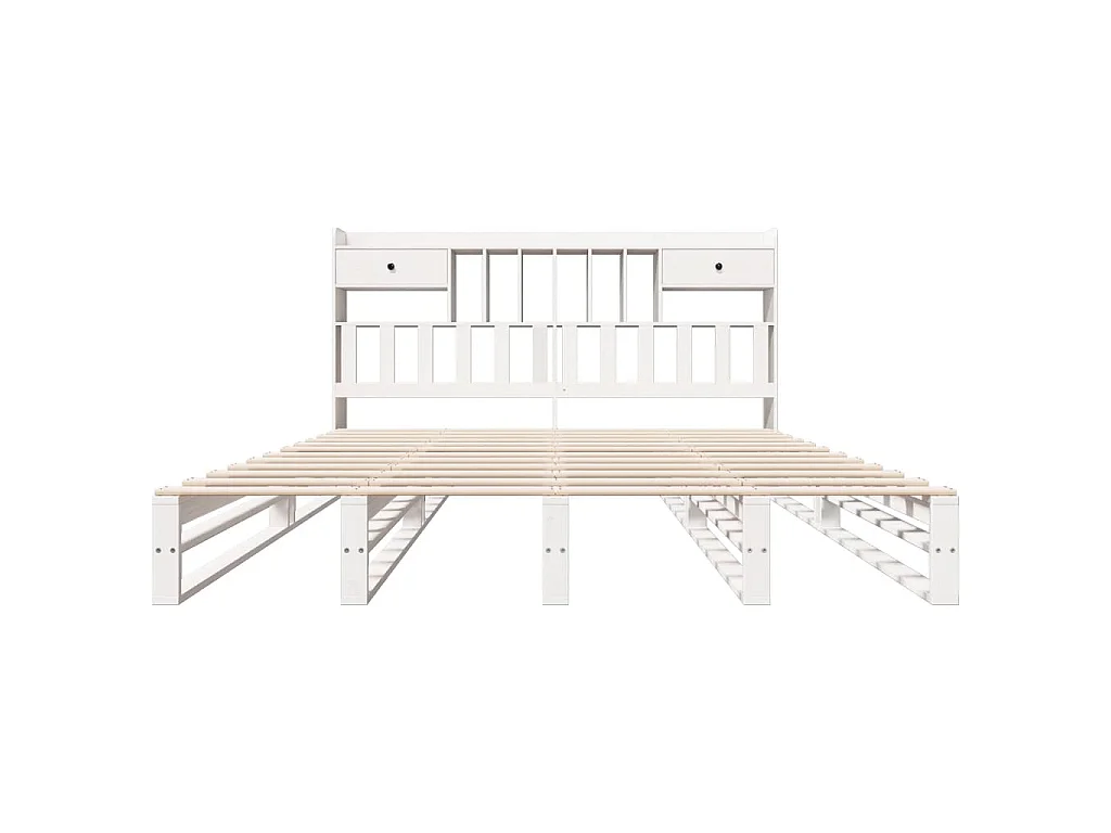 Bed met boekenkast zonder matras grenenhout wit 180x200 cm