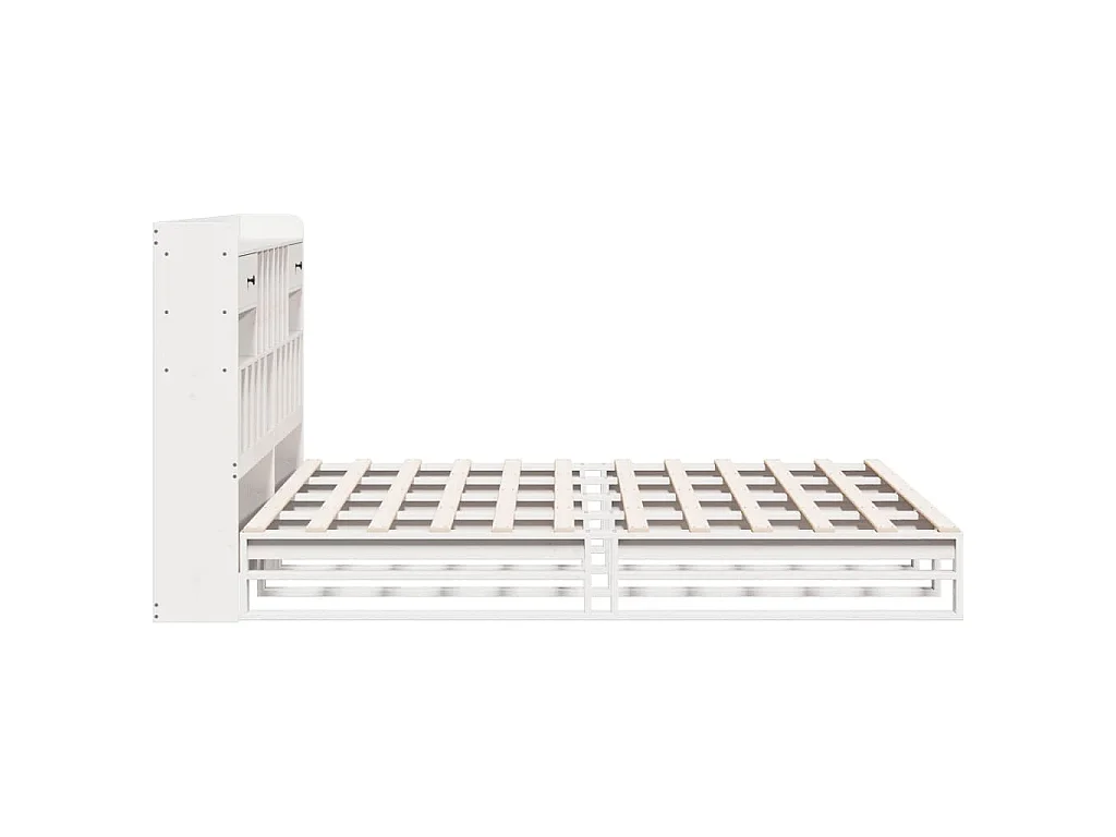 Bed met boekenkast zonder matras grenenhout wit 180x200 cm