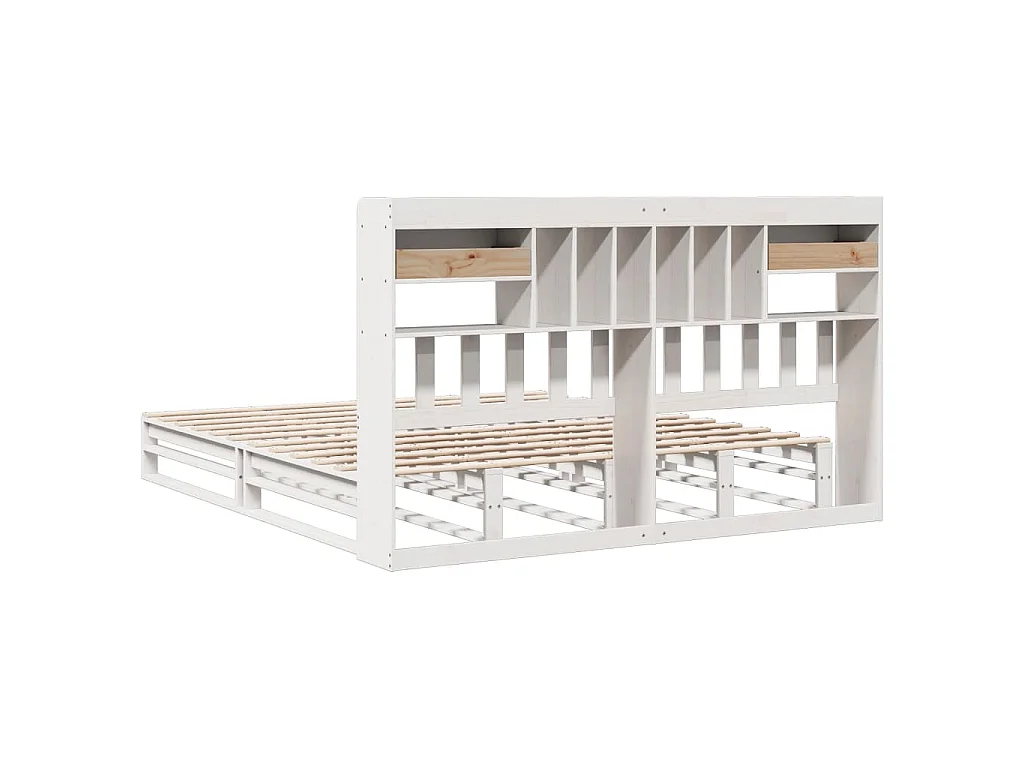 Bed met boekenkast zonder matras grenenhout wit 180x200 cm
