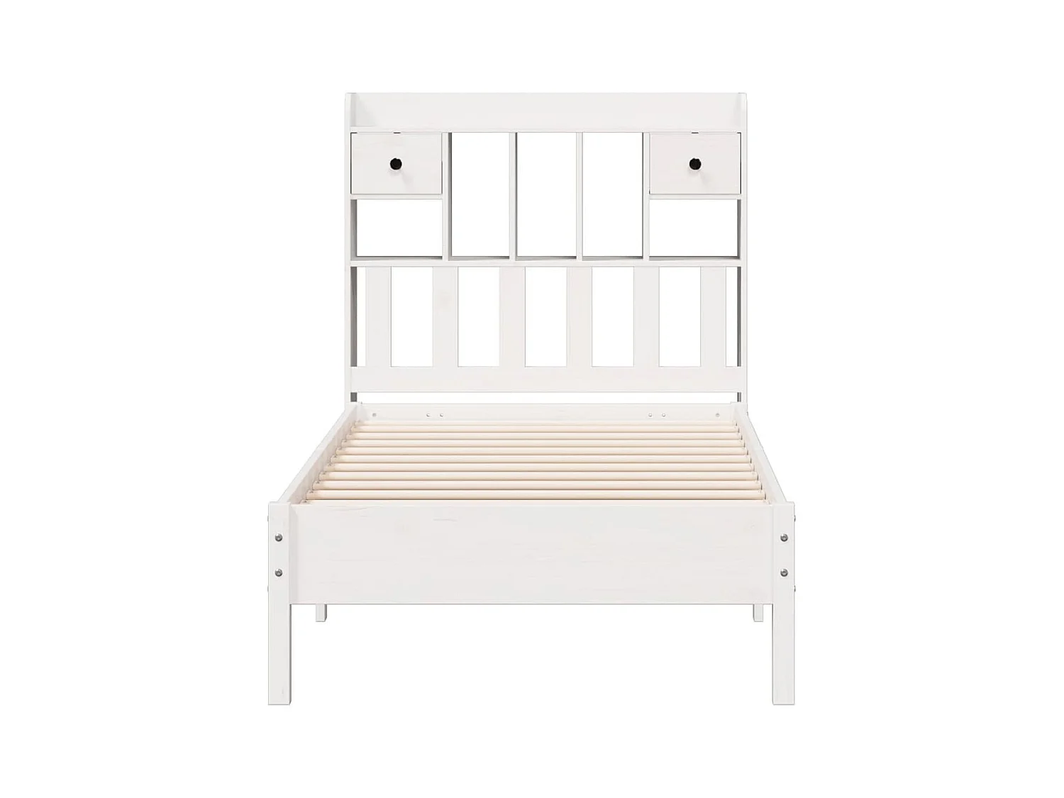 Lit bibliothèque sans matelas blanc 90x200cm bois de pin massif