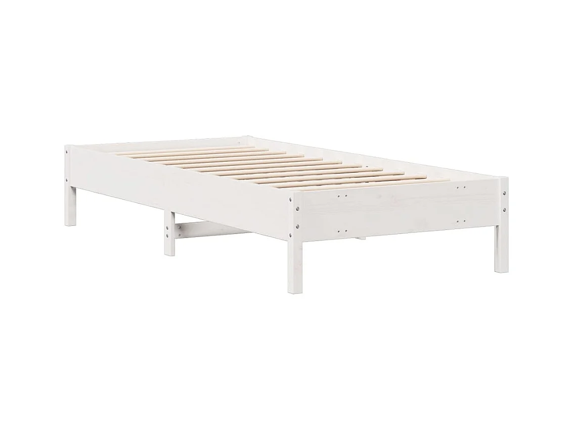 Lit bibliothèque sans matelas blanc 90x200cm bois de pin massif