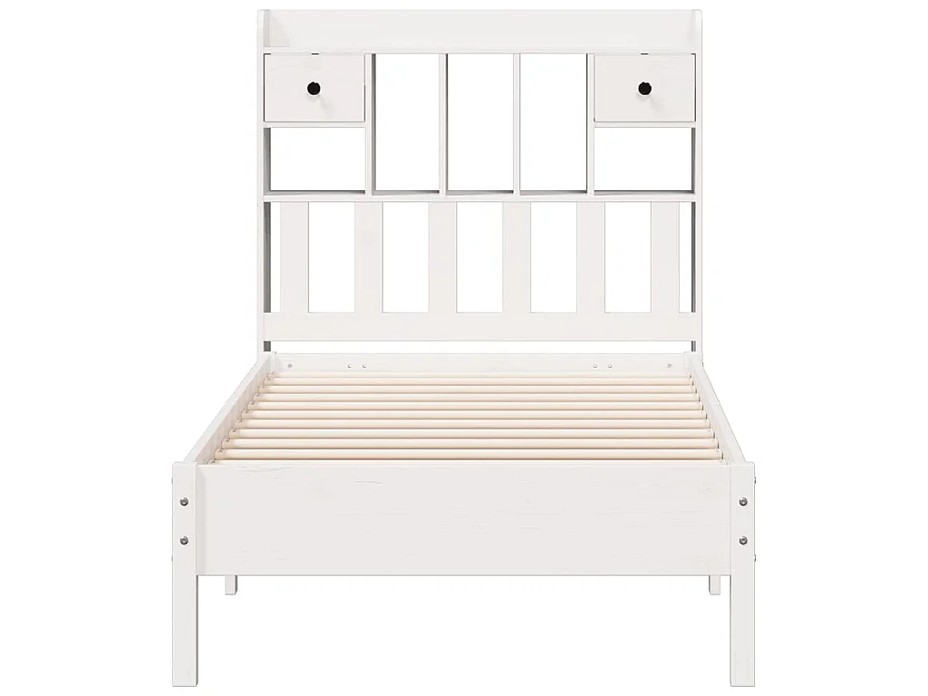 Cama com estante sem colchão 90x200 cm pinho maciço branco