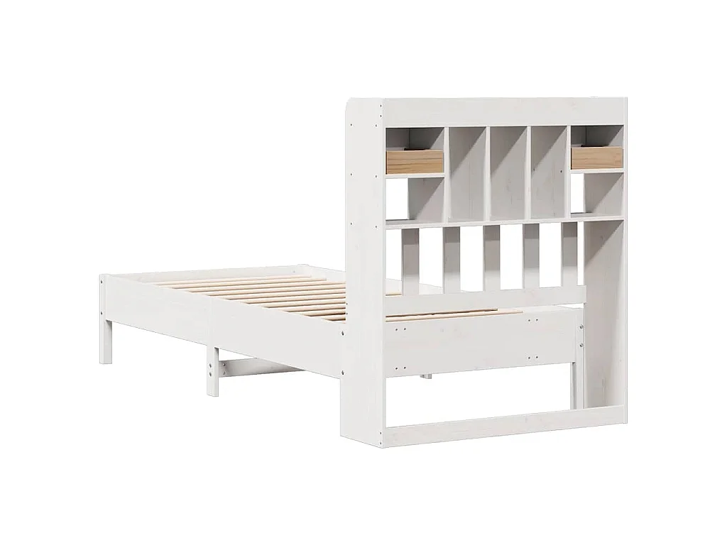 Cama com estante sem colchão 90x200 cm pinho maciço branco