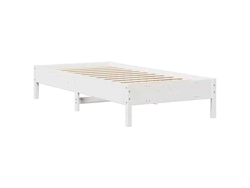 Cama com estante sem colchão 90x200 cm pinho maciço branco
