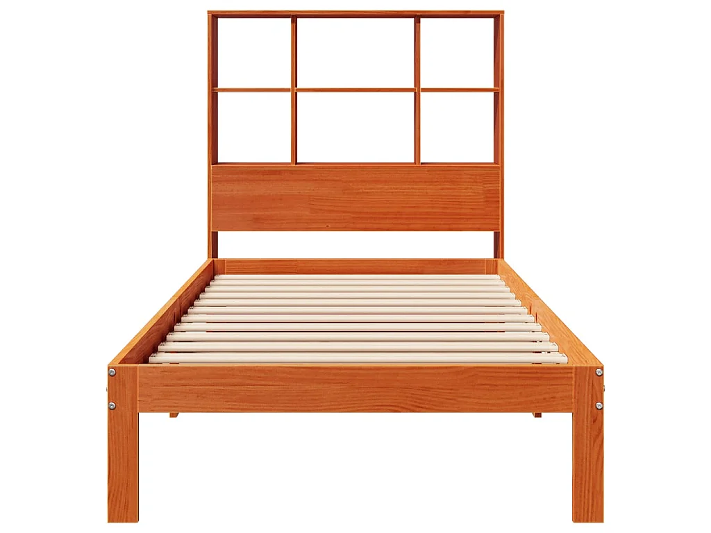 Letto Libreria senza Materasso Marrone Cera 75x190 cm in Pino