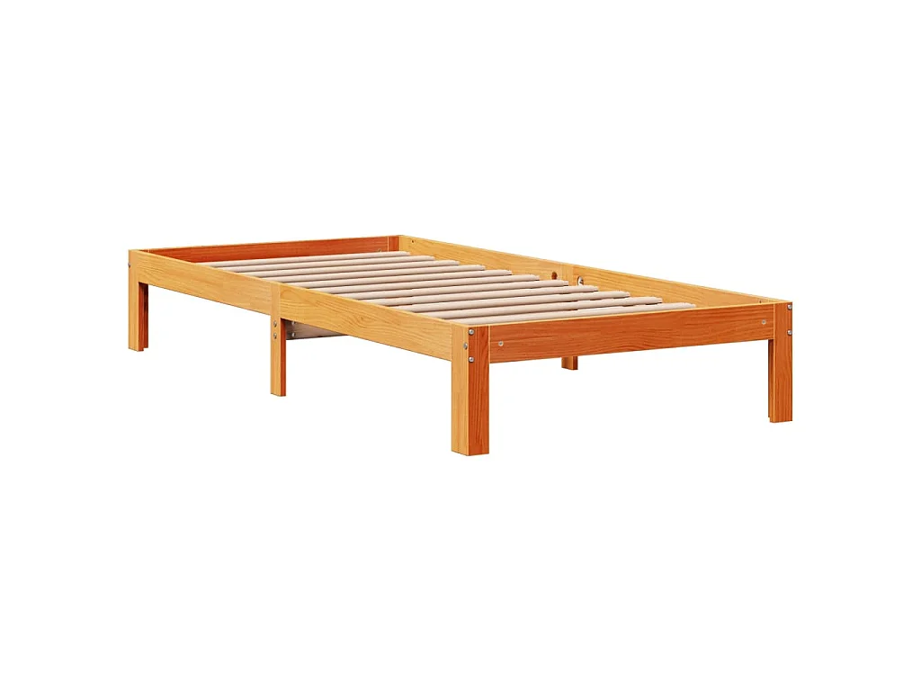 Letto Libreria senza Materasso Marrone Cera 75x190 cm in Pino